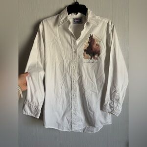 White Western Horse Print Shirt